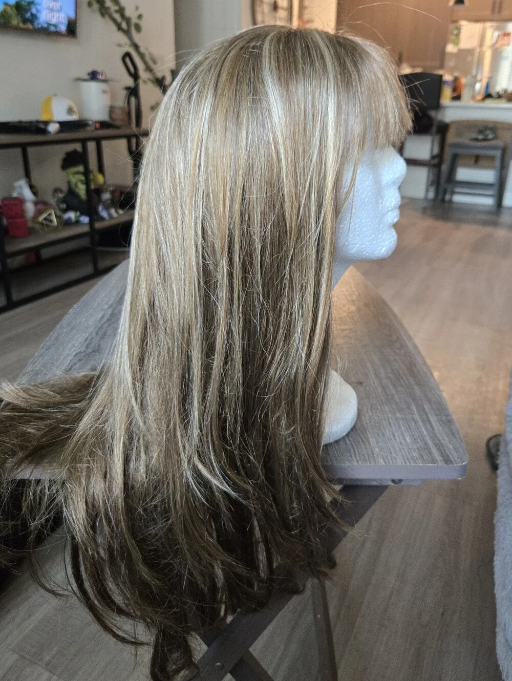 R&B Collection Straight Hair With Bangs Synthetic Wig Light Brown/blonde